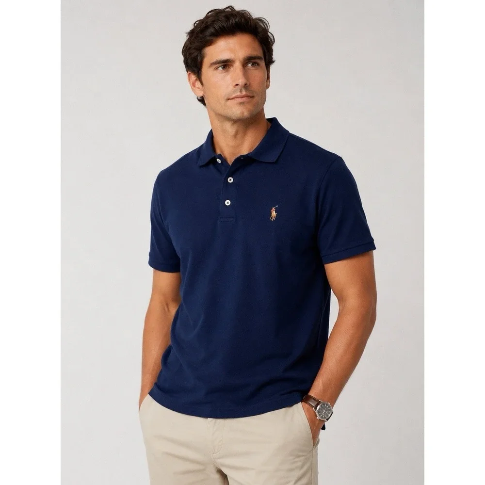 Polo Ralph Lauren Polo Shirt Men's M Blue Classic Fit 100% Cotton Jersey Preppy